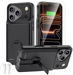 BOPPS Battery Case for iPhone 17 Pro with Stand,Ultra Slim 8500mAh Portable Rechargeable Strong Protective Extended Charger Cover for iPhone 17 Pro Charging Case-6.3inch Black