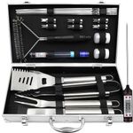 20Pcs BBQ Grill Tools Set Fathers Day Grilling Gifts, Professional Premium Stainless Steel Grill Utensil Accessories with Case, Heavy Duty Barbecue Tool Gift Sets for Men Camping,Picnics,Outdoor BBQ