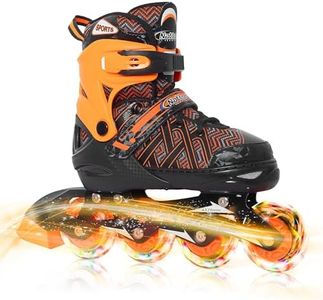 Nattork Adjustable Inline Skates for Tollder Boys with Light up Wheels - Orange Little Kids Blade Roller Skating for Beginners Size 10C 11C 12C Ages 3 4 5 6