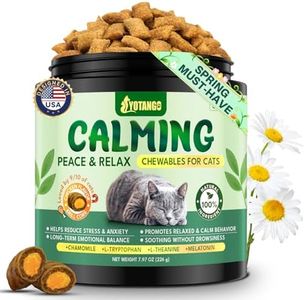 YOTANGO Cat Calming Treats – 500 Crunchy Calming Chews for Cats Kittens, Anxiety Relief & Stress Reduction for Travel, Thunder, Vet Visits, with Chamomile, L-Theanine & L-Tryptophan (Chicken Flavor)