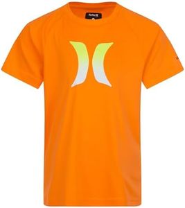 Hurley Boys' UPF 50+ Rash Guard Swim Shirt, Total Orange/Icon, 6