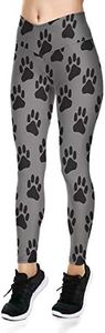 F.Q Yuqee Women's High Waist Quick Dry Running Tights Printed Training Compression Workout Pants Dog Paw M
