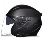 Motorcycle Helmet,Open-face Motorbike Racing Jet Helmet Adult Offroad Motocross Helmet Double Visor Fashion Personality for Men Women (Matte Black, Large)
