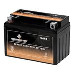 Chrome Battery YTX9-BS Maintenance Free Replacement Battery for ATV, Motorcycle, and Scooter: 12 Volts, 9 Amps, 8Ah, Nut and Bolt (T3) Terminal