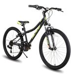 Hiland 24 Inch Kids Bike, 7 speed Kids Mountain Bike, Youth Boys Girls Mountain Bicycle with Suspension Fork V-brake, Black