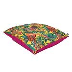 rucomy Beanbags Indoor/Outdoor Floor Cushion - Yellow Abstract Tropics Summer Print - Extra Seating for Garden Furniture Seating or Sun Lounging - Water Resistant Machine Washable 70 x 70cm