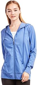 Sofra Women's Thin Cotton Zip Up Hoodie Jacket (M, Blue)