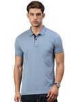 Classic Polo Men's Half Sleeve Blue Polo Neck Cotton Slim Fit T-Shirt