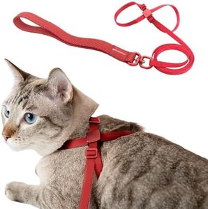 BuddyArmor Cat Harness and Leash 2-in-1, Escape Proof Anti-Chocking Harness Adjustable Lighweight Leash for Walking Outoor Training for Kitten Small Large Cats Puppy, US IDA Bronze Award (Vivid Red)