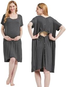 Mama & Wish Labor and Delivery Gown 3 in 1 Labor, Delivery and Nursing Gown for Hospital Made with Ultra-Soft Fabric for Ultimate Comfort Gray (Medium)