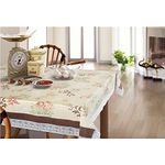 Freelance PVC Tuscany Flannel Backing Dining Table Cover Cloth Tablecloth Waterproof Protector, 4-6 Seater, 54 X 78 inches, Rectangle (with White-Laced Edges), Product of Meiwa, Japan