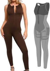 Popilush The Shapewear Jumpsuit Workout Jumpsuits with Pockets - Zip up Jumpsuits for Women