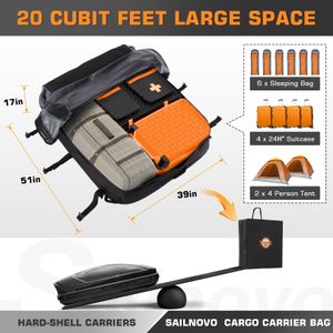 Sailnovo 20 Cu Ft Car Roof Bag – Foldable Soft Cargo Box with Straps & Hooks