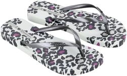 Ipanema Animale Print Fem Womens Flip Flops - Comfortable Animal Print Flip Flops for Women, Women's Flip Flops w/Arch Support, Bright Colorful Summer Sandals for Women, Grey/Silver, Size 10