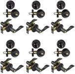 Dynasty Hardware CP-HER-12P, Heritage Front Door Entry Lever Lockset and Single Cylinder Deadbolt Combination Set, Aged Oil Rubbed (6 Pack) Keyed Alike