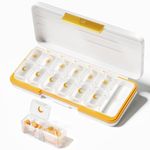 Zoksi Am Pm Pill Organizer 7 Day, Weekly Pill Box 2 Times a Day, Medicine Pill Organizer with Separate Compartment, Travel Pill Case Dispenser Portable for Vitamins, Fish Oils, Medicines(White)