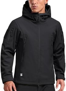 FREE SOLDIER Men's Outdoor Waterproof Soft Shell Hooded Military Tactical Jacket (Black XXXX-Large/US)