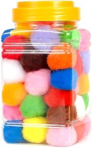 Caydo 100 Pieces 1.5 Inch Pom Poms 15 Colors Large Pompom Balls for Crafts for Kids DIY Art Creative Decoration