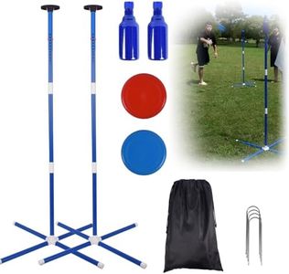 Outdoor Flying Disc Game Set,Fun Bottle Drop Frisbee Yard Games with Friend and Family,Portable Polish Horseshoes Disc Toss Game for Lawn&Backyard with Thicker Pole, Frisbee, Bottle and Ground Nail