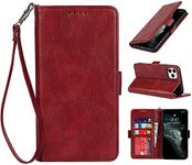 Cavor Luxury PU Leather Wallet for iPhone 11 Pro Max Back Cover, for iPhone 11Pro Max 6.5'' Case, Flip Folio Cover with [Kickstand Feature] [Card Slots Holder] [Wrist Strap Lanyard] [Magnetic Closure] [RFID Blocking] Shockproof Protective Phone Case for iPhone11 Pro Max-Red