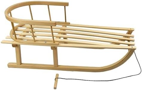 Rawstyle Trineo de madera con respaldo y cuerda para niños y adultos, 90 cm
