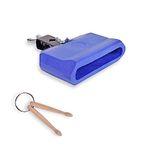 Ceaz Jam Block - Muscial Percussion Instrument, Latin Drum Block Music Accessory, Blue Plastic with Adjustable Mounting Bracket - Complete with Drumstick Keyring