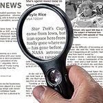 Heavy-Duty Magnifying Glass with Light | 3x & 45x Magnification | Scratch-Proof Lens | Handheld | Lightweight | For Seniors with Macular Degeneration, Adults with Hobbies & Kids with Curiosity