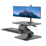 Mount-It! Standing Desk Converter with Dual Monitor Mount | Sit Stand Desk Riser 24" Wide | Height Adjustable Standing Desk with Gas Spring Handle | Stand Up Desk Computer Workstation, Black (MI-7914)