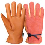 OLSON DEEPAK Gardening Gloves,Cowhide Leather Working Gloves Medium,Men and Women Thornproof Work Gloves for Welding,Riding…