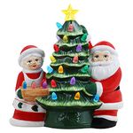 Mr. Christmas Nostalgic Ceramic Christmas Tree with LED Lights Indoor Decoration, 9.5 Inches, Mr. & Mrs. Santa Claus