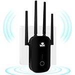 WiFi Extender WiFi Repeater, 1200Mbps WiFi Extenders Signal Booster for Home w/Ethernet Port, 2.4GHz & 5GHz Dual Band Internet Repeater WiFi Signal Booster, Up to 8000Sq. ft and 35+ Devices (Black)