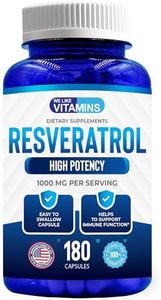 Resveratrol Capsules 1000mg Serving - 180 Capsules - Full 3 Month Supply - Antioxidant Trans Resveratrol Supplement Helps Support Anit-Aging and Cardiovascular System