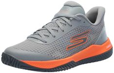 Skechers Men's Viper Court-Athletic Indoor Outdoor Pickleball Shoes with Arch Fit Support Sneaker, Grey/Orange 2, 10.5