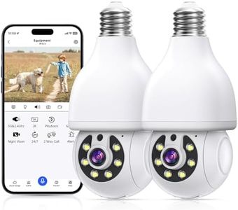 Light Bulb Security Camera, 5G& 2.4GHz WiFi 2K Security Cameras Wireless Outdoor 360 Light Socket Cam Motion Detection,Two-Way Talk,Color Night Vision,Siren Alarm, Eseecloud Front Porch Camera(2-Pack)