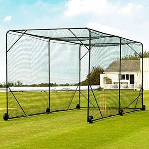 Fortress Mobile Baseball Batting Cage [24ft or 36ft] | Portable Wheel-Based Baseball Practice Net | Baseball Training Equipment | Baseball Net for Hitting and Pitching (24ft, Without Padding)