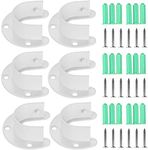 OwnMy 6 Packs Closet Rod End Supports Curtain Flange Rod Holder 1-1/4" Diameter, U Shaped Stainless Steel Closet Pole Sockets Opening Flange Rod Bracket for Closet Shelf Wardrobe Shower Curtain, White