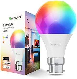 Nanoleaf Essentials Smart LED Colour-Changing Light Bulb (60W) - RGB & Warm to Cool Whites, App & Voice Control (Works with Apple Home, Google Home, Samsung SmartThings) (Matter B22 (1 Pack))