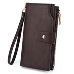 UTO Women's RFID Blocking Large Capacity PU Leather Clutch Wallet 21 Card Slots Holder with Wristlet A Coffee CA