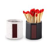 2 Packs Match Holder With Striker Anise Match Striker For Decorative Black and White Matches For Candles Bathroom Matches In A Jar With Striker Match Cloche Matchstick Holder (Matches NOT Included)