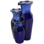 Sunnydaze 11-Inch Tiered Blue Ceramic Glazed Pitchers Indoor Desktop Tabletop Water Fountain - Mini Interior Water Feature - Small Decorative Fountain for Home and Office