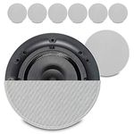 Q Acoustics Qi65CB 6.5" Ceiling Mounted Speakers - Set of 8 In-Ceiling Single Stereo Speakers, 60W Audio System, Magnetic Grilles, Home & Commercial Audio Installation