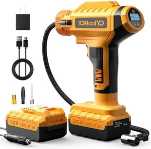YOHOOLYO Tire Inflator Portable Air Compressor Cordless Car Tire Pump Electric Handheld Air Pump with 12V Car Power Adapter 150PSI Yellow