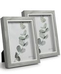 Afuly 5x7 Picture Frames, Modern Grey Wooden Grain Frame Rustic Photo Frames for Home Desk and Wall Hanging Decor, Unique Birthday Weddings Gifts for Mom Grandma Parents, Set of 2