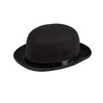 Boland Adult Deluxe Black Bowler Hat, Steambowler, With Satin Band, Victorian Style Derby Chaplin Hat Magician Steampunk Cosplay Halloween Fancy Dress Accessory Adult, One Size (Black)