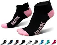 SB SOX Low Cut Athletic Socks – Compression Ankle Socks for Men & Women – 2 Pairs (US, Alpha, Large, Regular, Regular, Black/Pink)