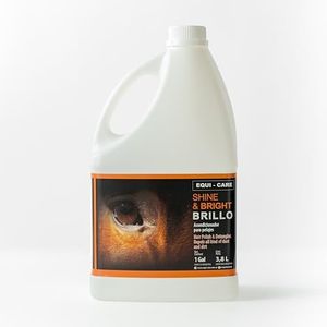 Equi Care Shine & Bright. Ultimate Shine and detangler Spray for Your Horse's Mane, Tail and Coat. Remove Knots, Reduces Hair Breakage, Leaves Hair Soft and Shiny. (1 Gal)