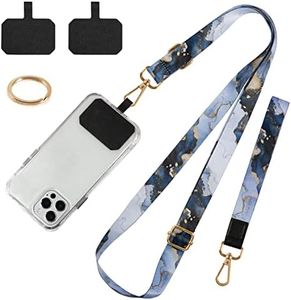 Dutyway Cell Phone Lanyard, 1x Wrist Lanyards, 1x Adjustable Crossbody Shoulder Neck Strap with 2X Phone Tether Tabs Universal Lanyard for Keys, ID Badges, Card Holder, Most Smartphones (Marble)