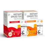 TeaFit Premium Zero Sugar Instant Masala & Ginger Tea Pack (10 Sachets each) | Instant Milk Tea Premix | Strong Masala & Adrak Kadak Chai | Ready to Drink | Diabetic Friendly | Instant Tea Premix | Tea Powder