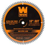 WEN BL1080 10-Inch 80-Tooth Carbide-Tipped Ultra-Fine Finish Professional Woodworking Saw Blade for Miter Saws and Table Saws