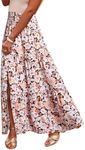 Happy Sailed Long Skirts for Women High Waisted Skirt Boho Sundresses Summer Floral Print Split A Line Maxi Skirt Black X-Large